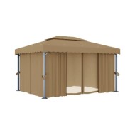 Tonnelle avec rideau 4x3 m Taupe Aluminium