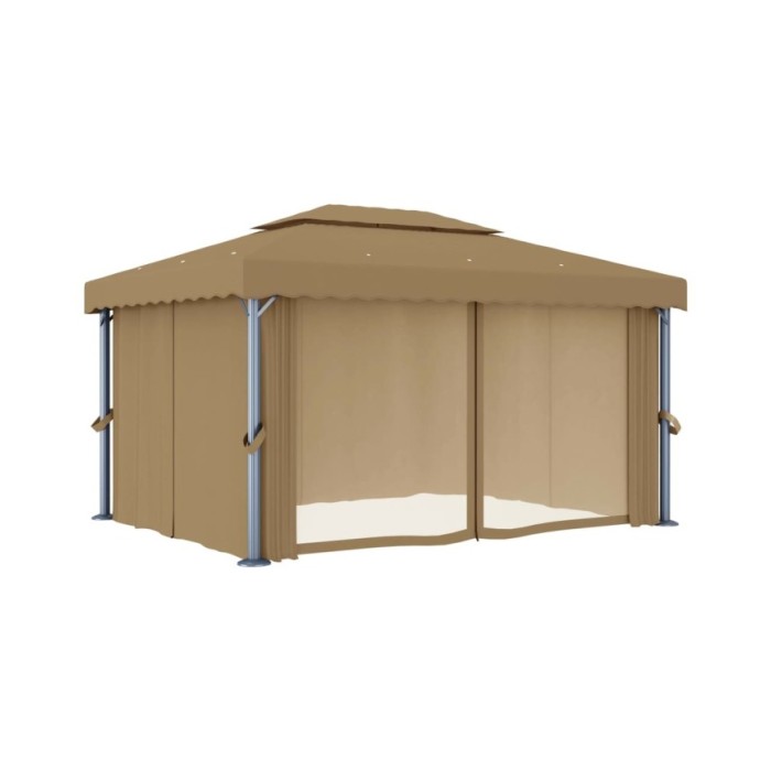 Tonnelle avec rideau 4x3 m Taupe Aluminium