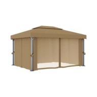Tonnelle avec rideau 4x3 m Taupe Aluminium