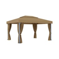 Tonnelle avec rideau 4x3 m Taupe Aluminium