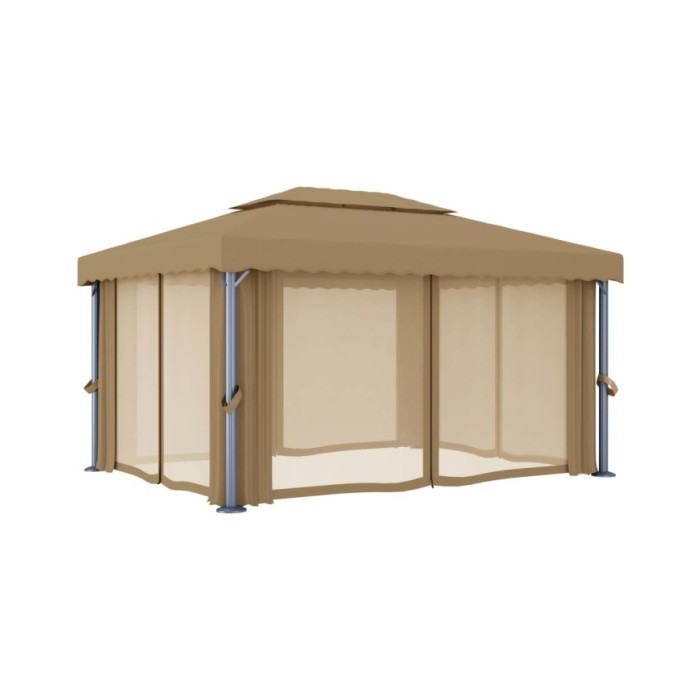 Tonnelle avec rideau 4x3 m Taupe Aluminium