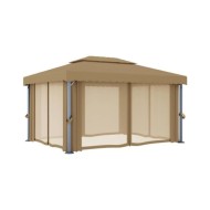 Tonnelle avec rideau 4x3 m Taupe Aluminium
