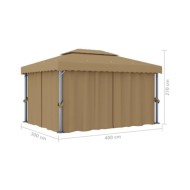Tonnelle avec rideau 4x3 m Taupe Aluminium