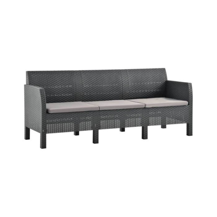 Salon de jardin 4 pcs avec coussins PP Rotin Anthracite