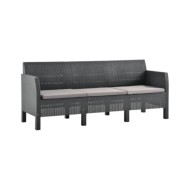 Salon de jardin 4 pcs avec coussins PP Rotin Anthracite