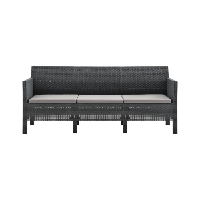 Salon de jardin 4 pcs avec coussins PP Rotin Anthracite