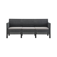 Salon de jardin 4 pcs avec coussins PP Rotin Anthracite