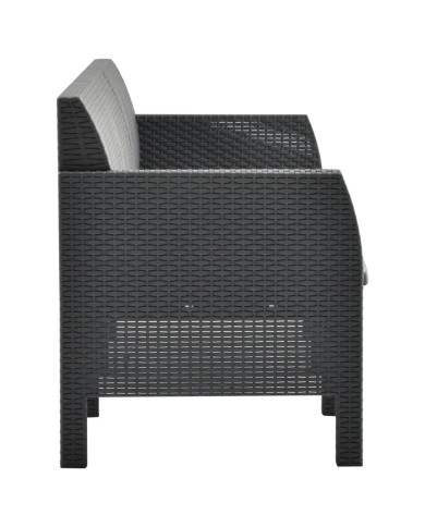 Salon de jardin 4 pcs avec coussins PP Rotin Anthracite