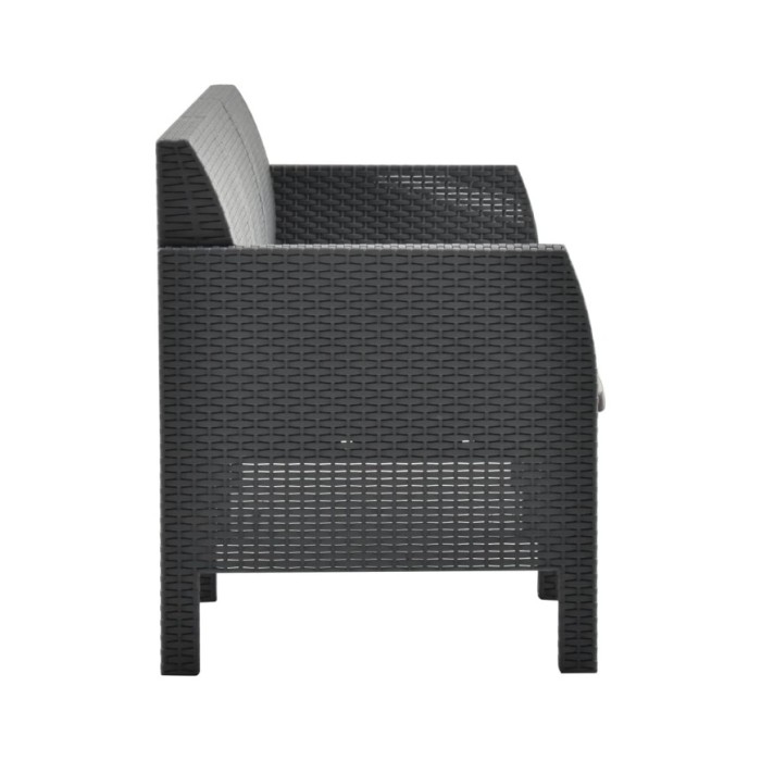 Salon de jardin 4 pcs avec coussins PP Rotin Anthracite