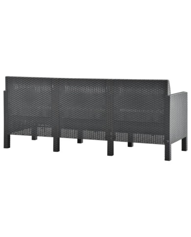 Salon de jardin 4 pcs avec coussins PP Rotin Anthracite