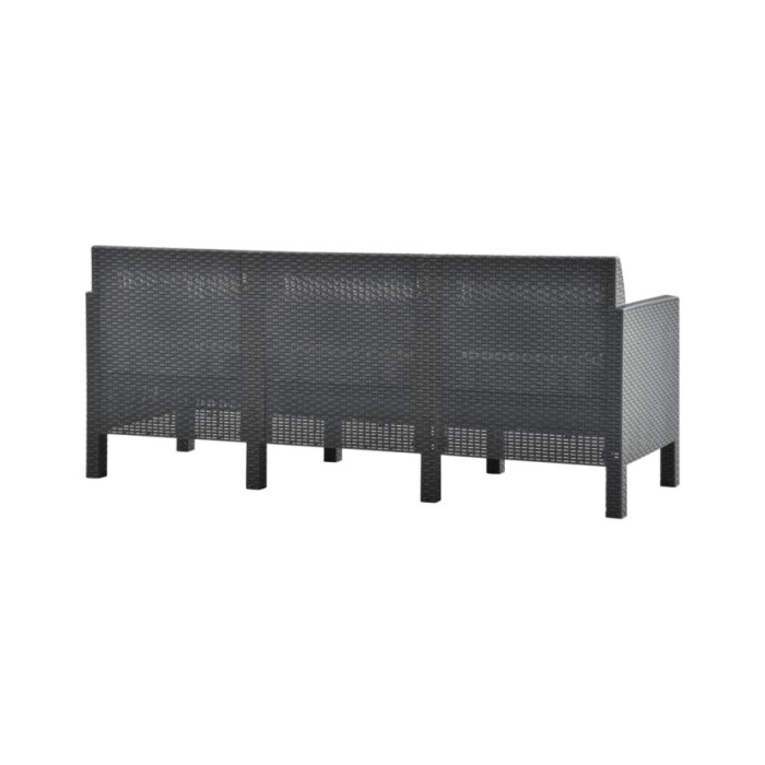 Salon de jardin 4 pcs avec coussins PP Rotin Anthracite
