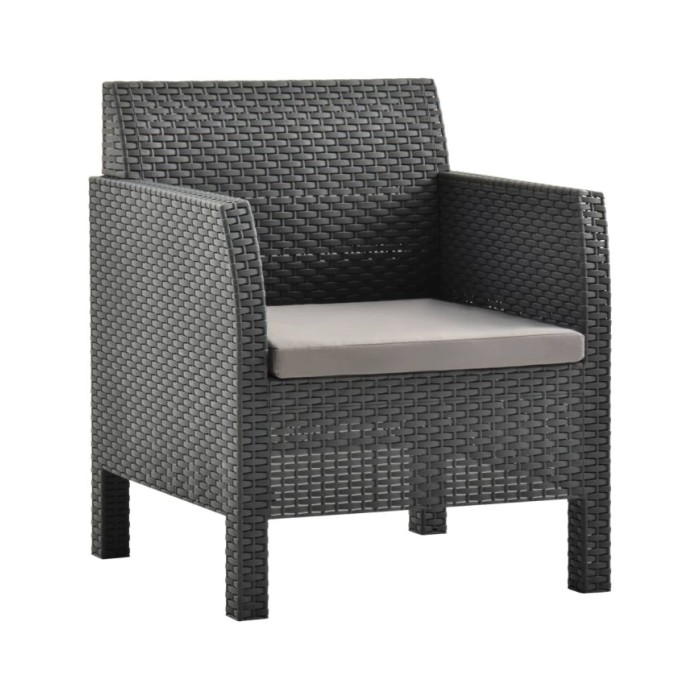 Salon de jardin 4 pcs avec coussins PP Rotin Anthracite
