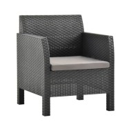 Salon de jardin 4 pcs avec coussins PP Rotin Anthracite