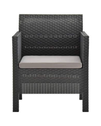 Salon de jardin 4 pcs avec coussins PP Rotin Anthracite