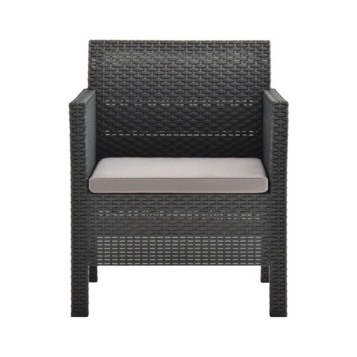 Salon de jardin 4 pcs avec coussins PP Rotin Anthracite