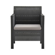 Salon de jardin 4 pcs avec coussins PP Rotin Anthracite
