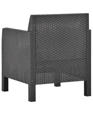 Salon de jardin 4 pcs avec coussins PP Rotin Anthracite