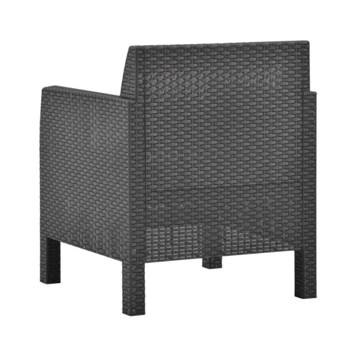 Salon de jardin 4 pcs avec coussins PP Rotin Anthracite