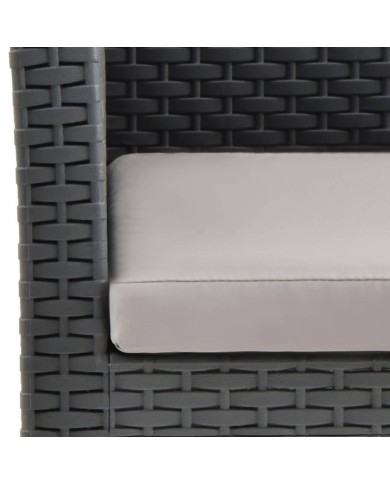 Salon de jardin 4 pcs avec coussins PP Rotin Anthracite
