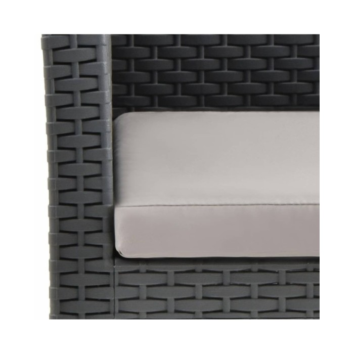 Salon de jardin 4 pcs avec coussins PP Rotin Anthracite