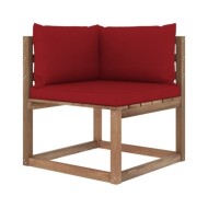 Canapé d'angle palette de jardin avec coussins rouge bordeaux