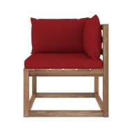 Canapé d'angle palette de jardin avec coussins rouge bordeaux