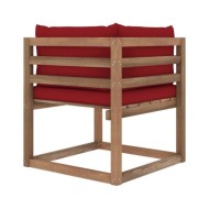 Canapé d'angle palette de jardin avec coussins rouge bordeaux