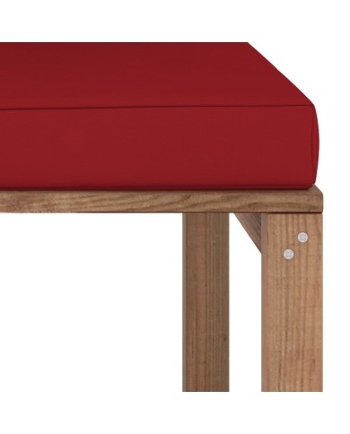 Canapé d'angle palette de jardin avec coussins rouge bordeaux