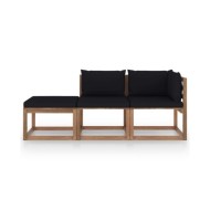 Salon palette de jardin 3pcs avec coussins Bois de pin imprégné