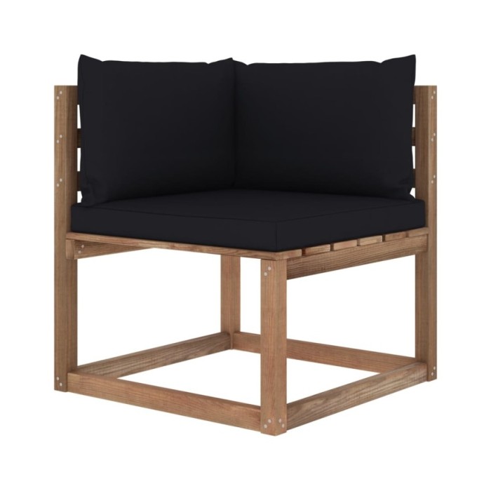 Salon palette de jardin 3pcs avec coussins Bois de pin imprégné