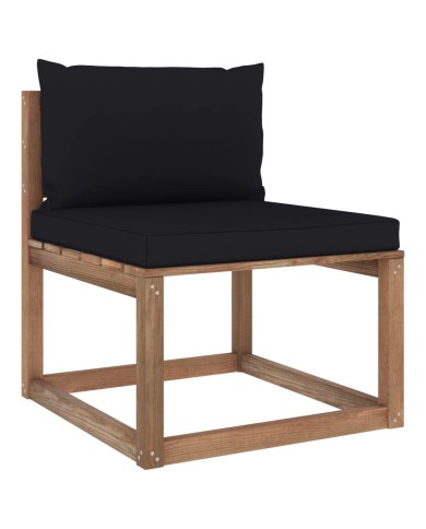 Salon palette de jardin 3pcs avec coussins Bois de pin imprégné
