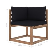 Salon palette de jardin 3pcs avec coussins Bois de pin imprégné