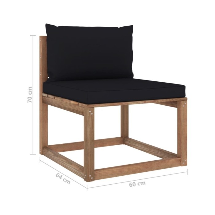 Salon palette de jardin 3pcs avec coussins Bois de pin imprégné