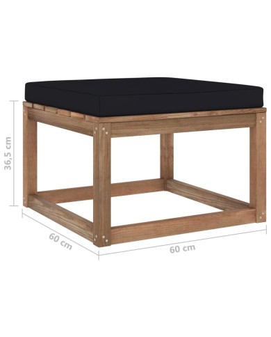 Salon palette de jardin 3pcs avec coussins Bois de pin imprégné