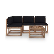 Salon de jardin 5 pcs avec coussins noir