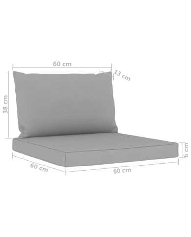 Salon de jardin 6 pcs avec coussins gris