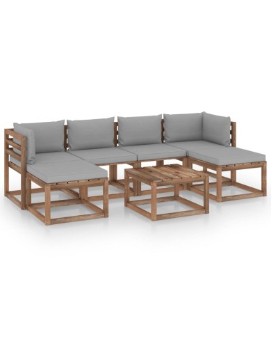 Salon palette de jardin 7 pcs et coussins Bois de pin imprégné