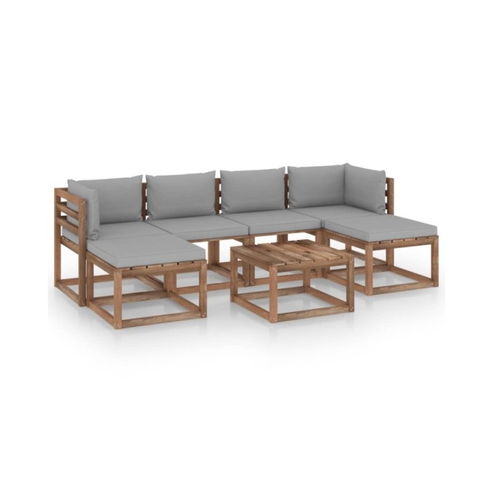 Salon palette de jardin 7 pcs et coussins Bois de pin imprégné
