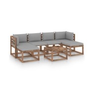 Salon palette de jardin 7 pcs et coussins Bois de pin imprégné