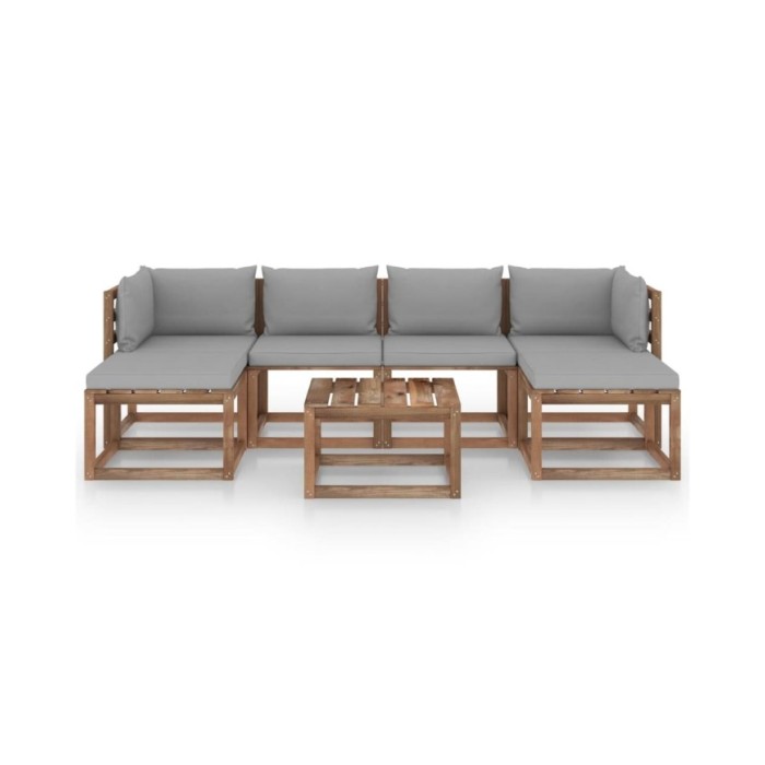 Salon palette de jardin 7 pcs et coussins Bois de pin imprégné