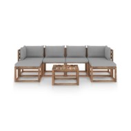 Salon palette de jardin 7 pcs et coussins Bois de pin imprégné