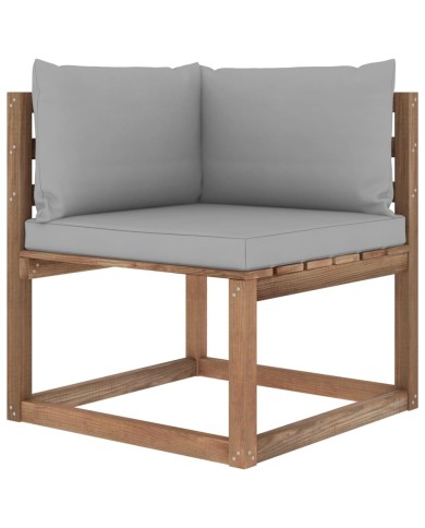 Salon palette de jardin 7 pcs et coussins Bois de pin imprégné