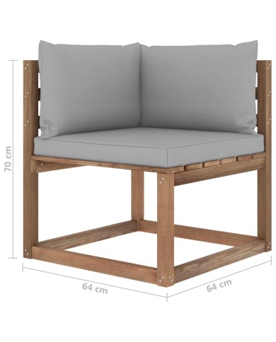 Salon palette de jardin 7 pcs et coussins Bois de pin imprégné