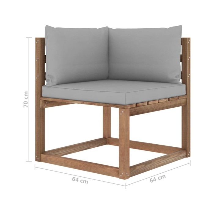 Salon palette de jardin 7 pcs et coussins Bois de pin imprégné