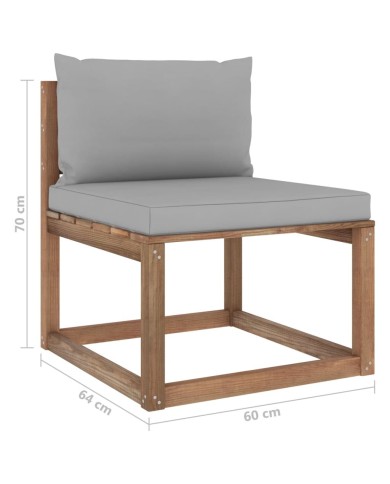 Salon palette de jardin 7 pcs et coussins Bois de pin imprégné