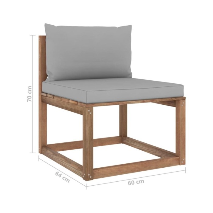 Salon palette de jardin 7 pcs et coussins Bois de pin imprégné