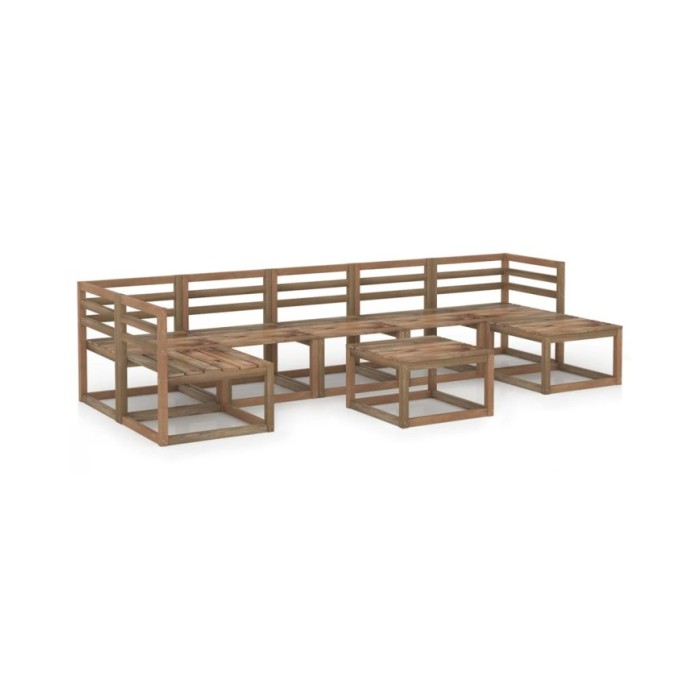 Salon de jardin 8 pcs Marron Bois de pin imprégné