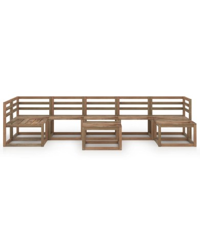Salon de jardin 8 pcs Marron Bois de pin imprégné
