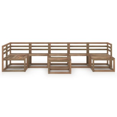 Salon de jardin 8 pcs Marron Bois de pin imprégné