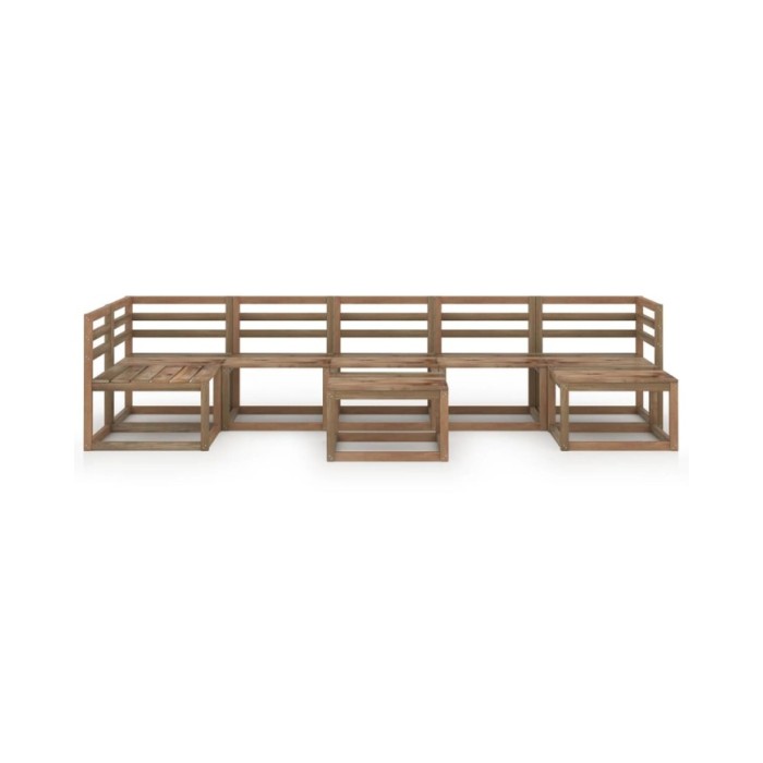 Salon de jardin 8 pcs Marron Bois de pin imprégné